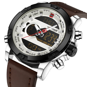 NAVIFORCE Luxury Brand Men Analog Digital Leather Sports Watch