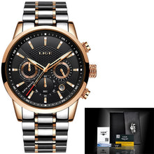 Load image into Gallery viewer, Mens Watches Top Brand Luxury LIGE Waterproof Military Sport Watch Stainless Steel Multi-function Quartz Clock Relogio Masculino
