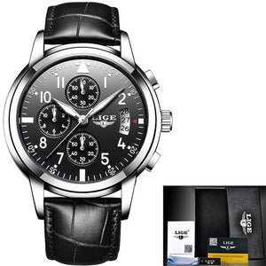 LIGE Mens Watches Top Brand Luxury Fashion Business Quartz Watch Men Sport All Steel Waterproof Black Clock Relogio Masculino