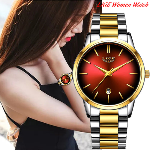 LIGE New Womens Business Quartz Watch Ladies Brand Top Luxury Ladies Watch Small Dial Thin Section Girl Clock Relogio Feminino