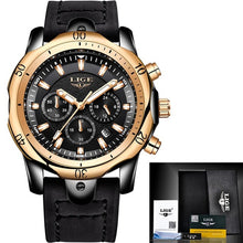 Load image into Gallery viewer, 2019LIGE New Mens Watches Top Brand Luxury Military Sport Watch Men Leather Waterproof
