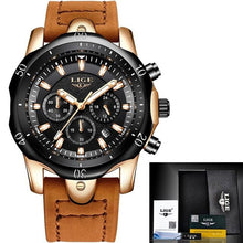 Load image into Gallery viewer, 2019LIGE New Mens Watches Top Brand Luxury Military Sport Watch Men Leather Waterproof