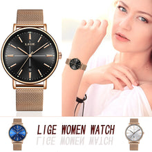 Load image into Gallery viewer, LIGE Rose Black Watch
